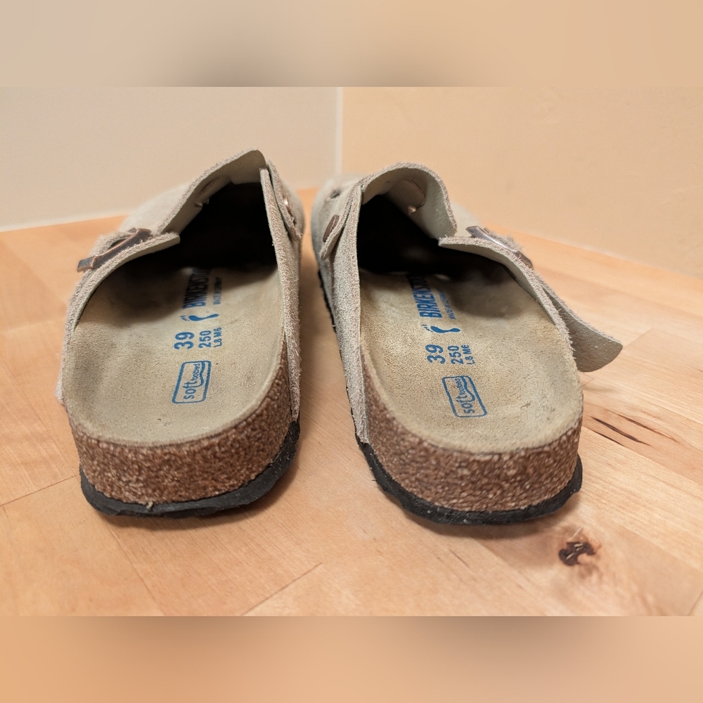 Birkenstock Boston Soft Footbed Suede Natural Tan Size 39 EUC - Picture 5 of 13